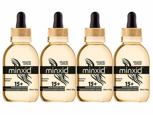 MINXID 15+ para Barba e Cabelo - Fórmula Exclusiva 4 Frascos