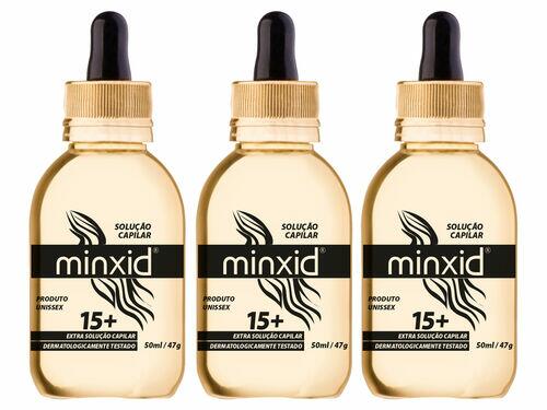 MINXID 15+ para Barba e Cabelo - Fórmula Exclusiva 3 Frascos