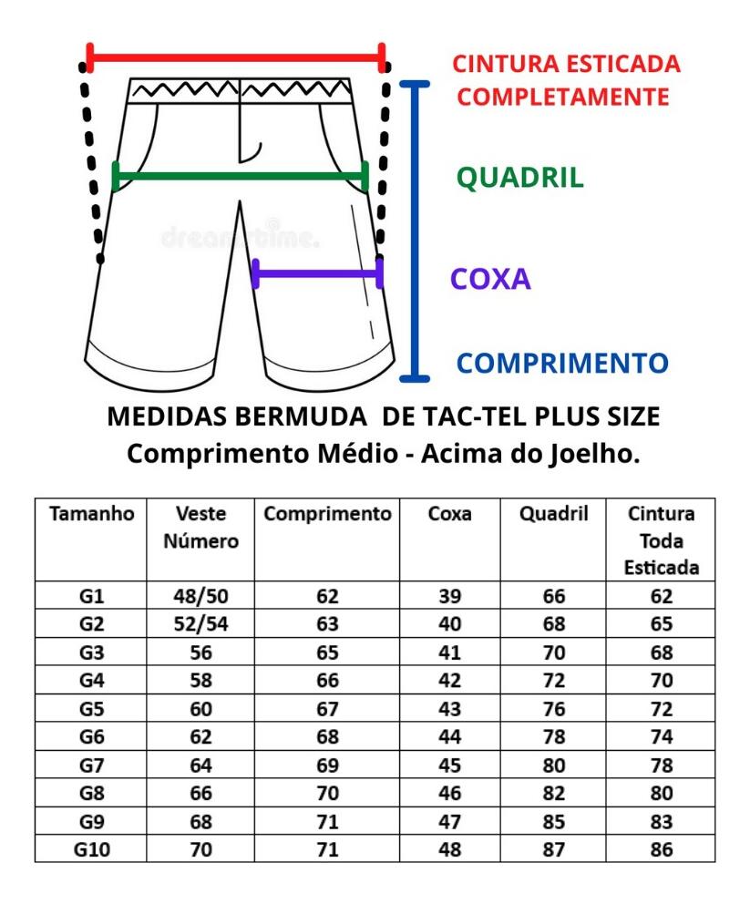 Comprar Bermuda Plus Size De Tac-tel Com Vivo Lateral G1, G2, G3