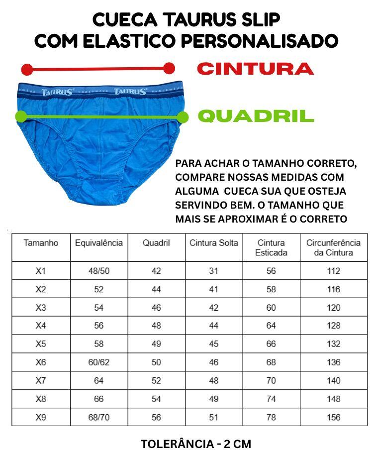 Comprar Kit 3 Cuecas Slip Plus Size G7 a G9 Taurus Masculinas 100