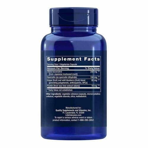 Resveratrol otimizado, Life Extension 250mg, 60 Cápsulas Vegetarianas