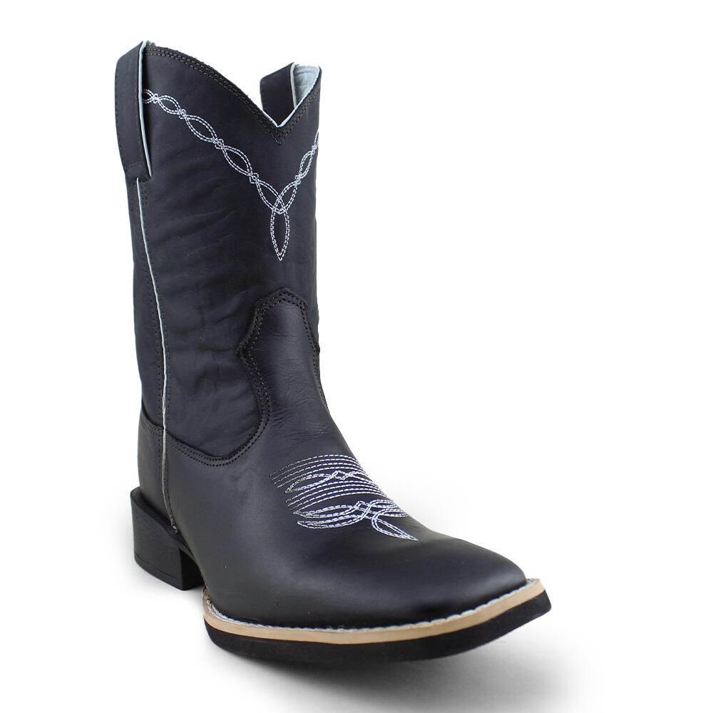 Comprar Bota Mr. West Roper Fóssil Preta Bordado Branco - Flex M.W 241