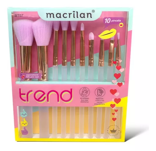 Comprar KIT C/10 PINCEIS TREND MACRILAN - MT07 - CORES - R$29,99