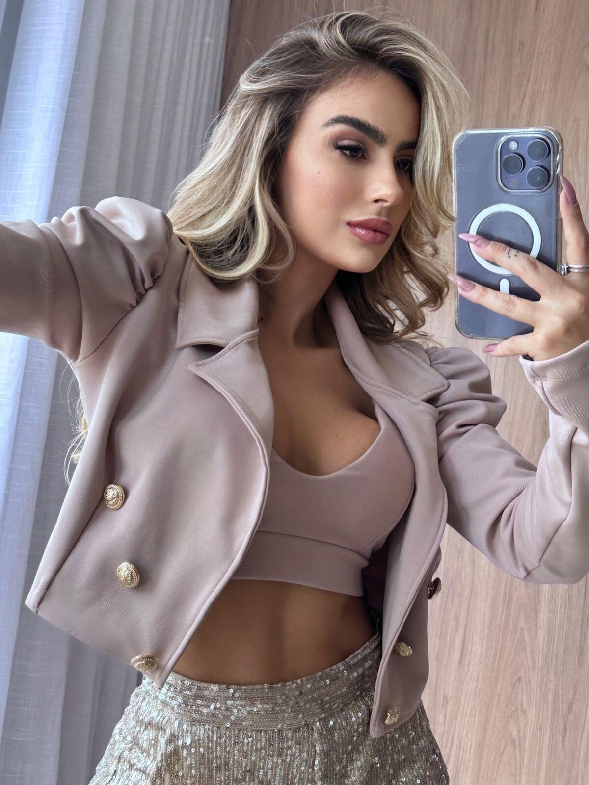 nude cropped blazer