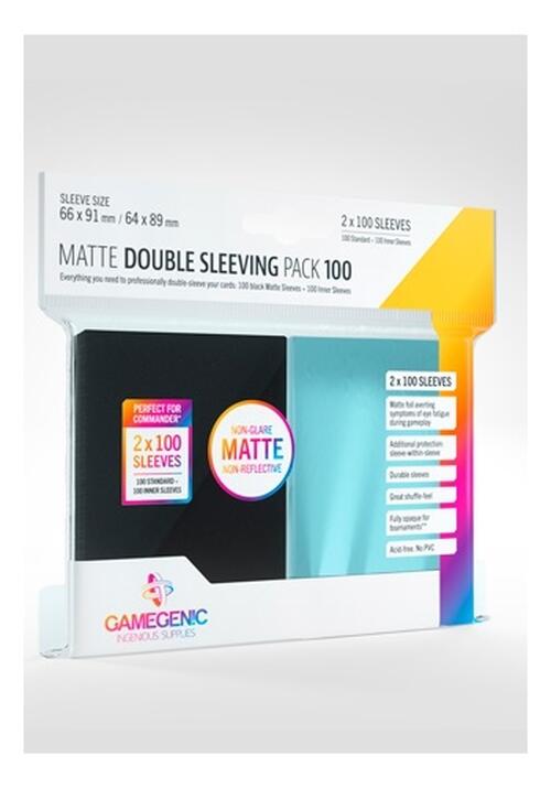 Sleeves Gamegenic Matte Prime - 100 Protège-cartes Blanc Mat, Double-sleeving, 66x91mm