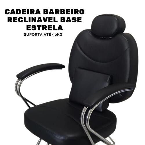 Cadeira Poltrona Barbeiro Reclinável Base Estrela Preta Promoção