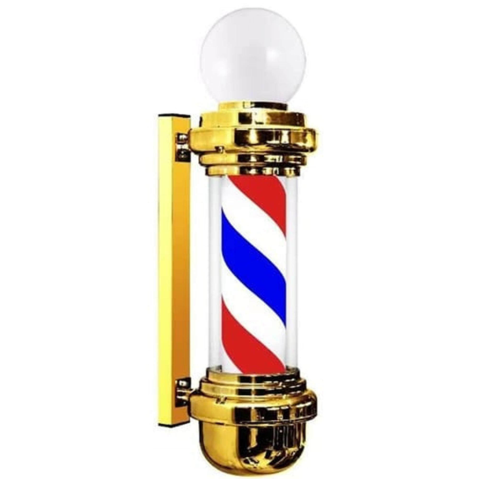 Barber Pole Poste Barbeiro 75cm Dourado Com Globo Promoção - a partir