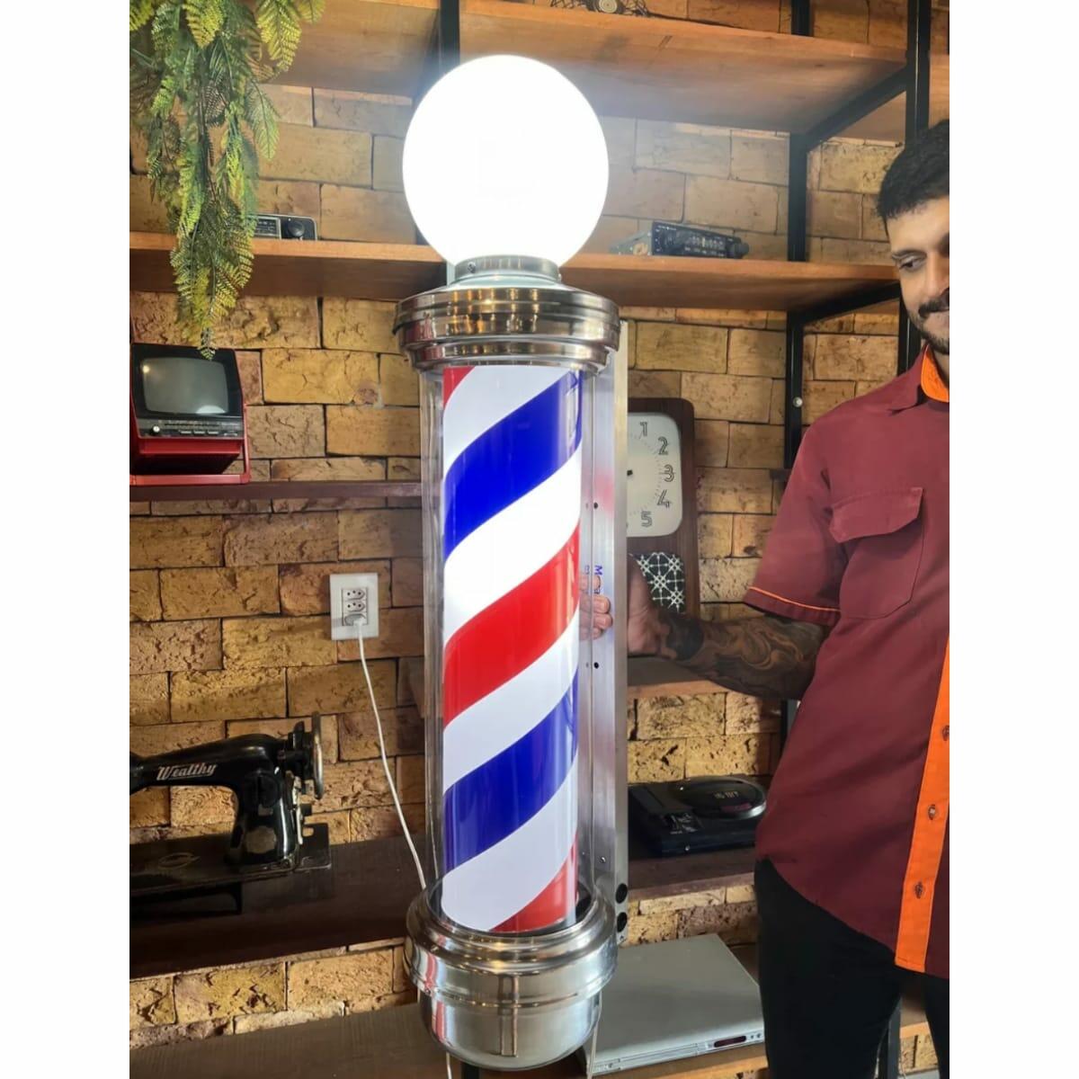 Barber Pole Poste Barbeiro 97cm Gordo Com Globo Em Promoção - a partir